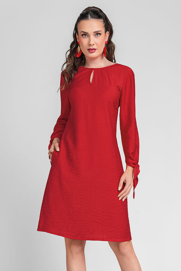 Vestido Liso Con Escote Redondo