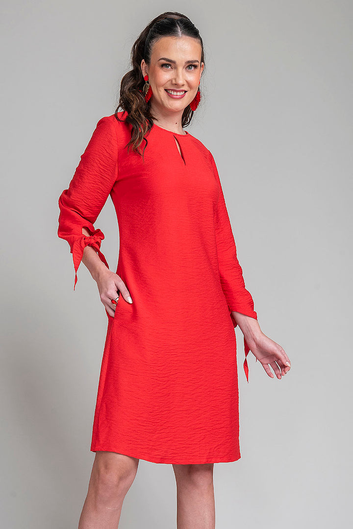 Vestido Liso Con Escote Redondo