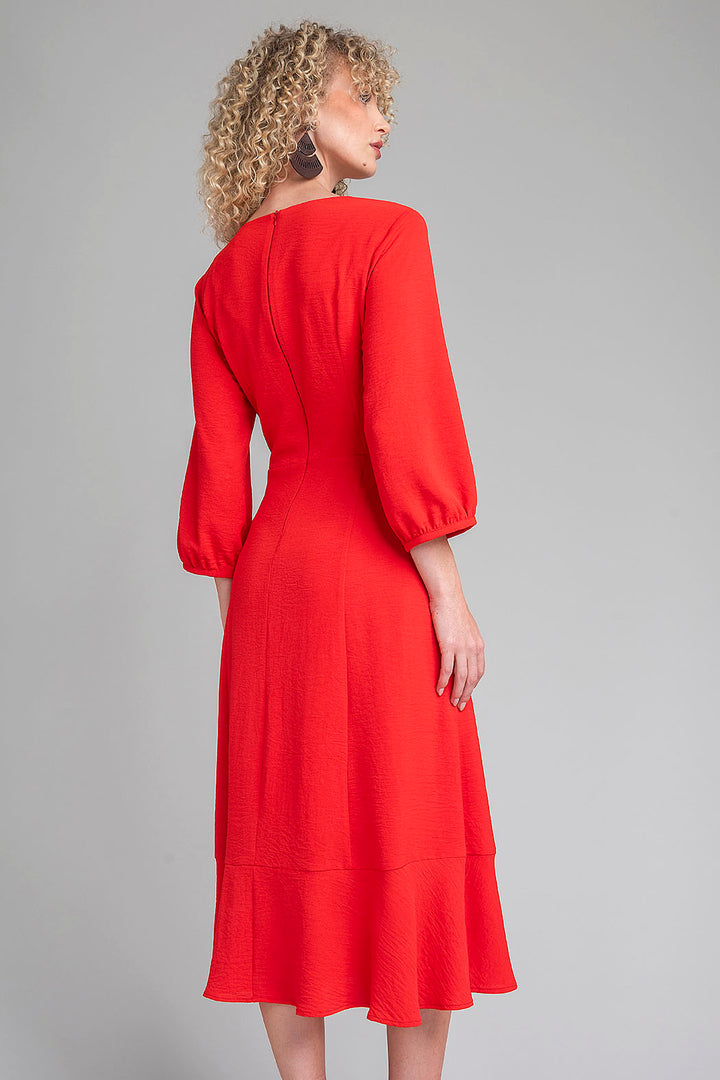 Vestido Largo Liso Con Detalle De Cinturon