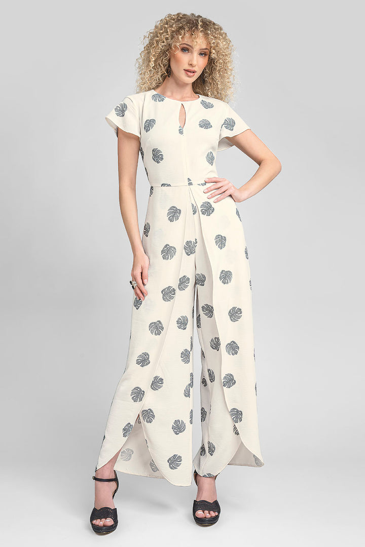 Jumpsuit Con Estampado De Hojas