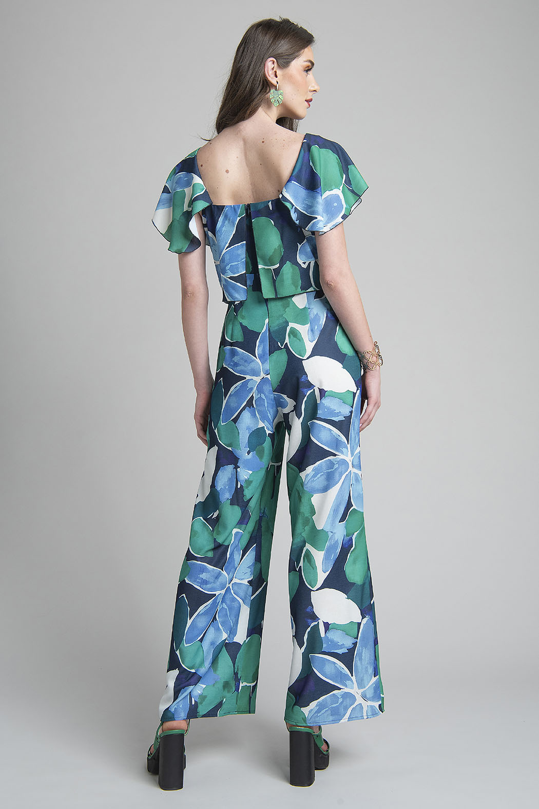Jumpsuit Estampado Con Manga Corta