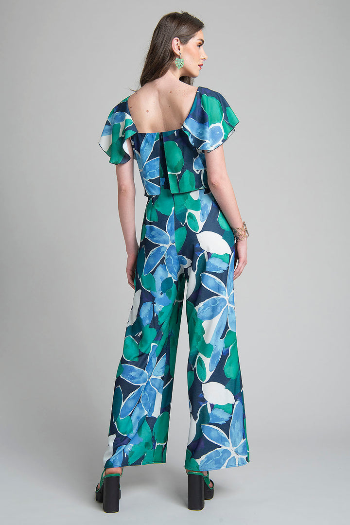 Jumpsuit Estampado Con Manga Corta