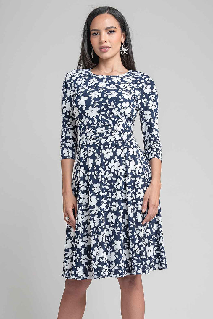 Vestido Estampado Floran Con Plasado En Cintura