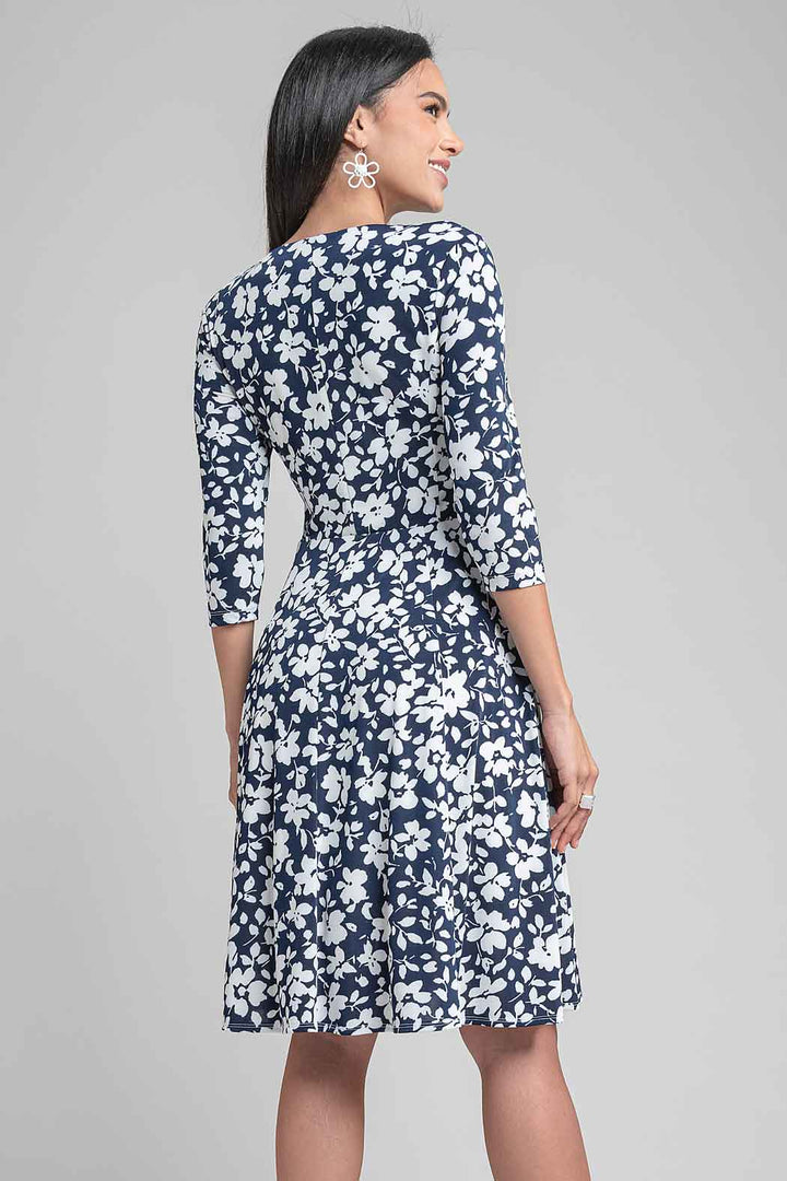 Vestido Estampado Floran Con Plasado En Cintura