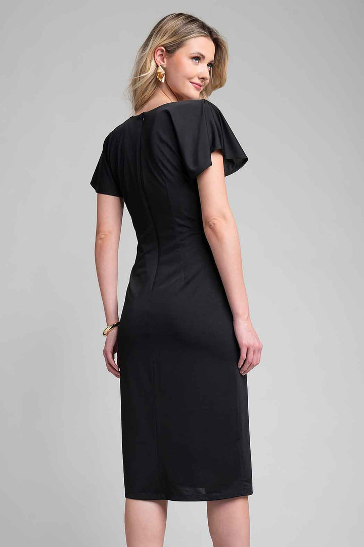 Vestido Liso Con Mangas De Olan