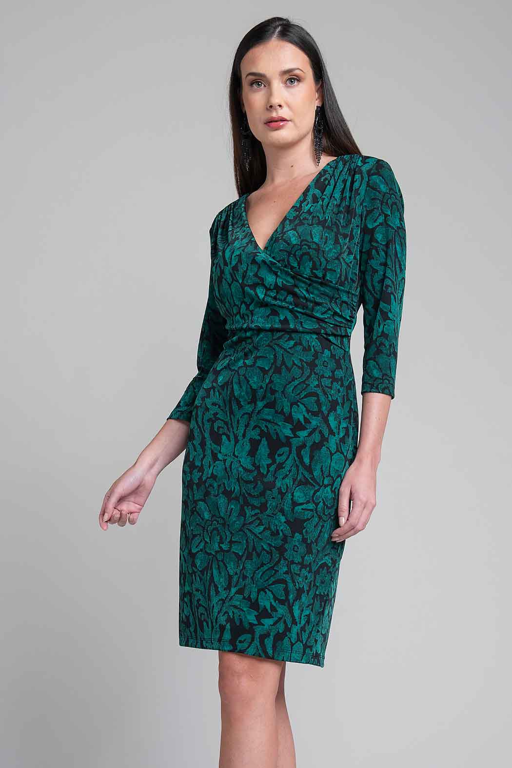 Vestido Estampado Con Escote Cruzado