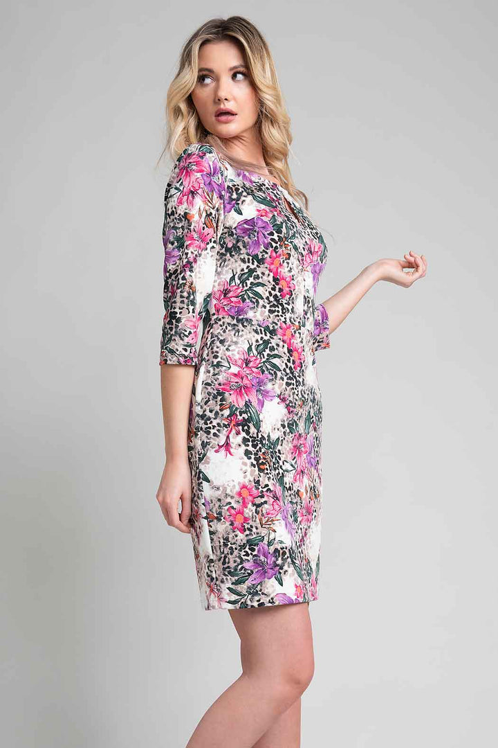 Vestido Con Estampado Floral Y Manga 3/4