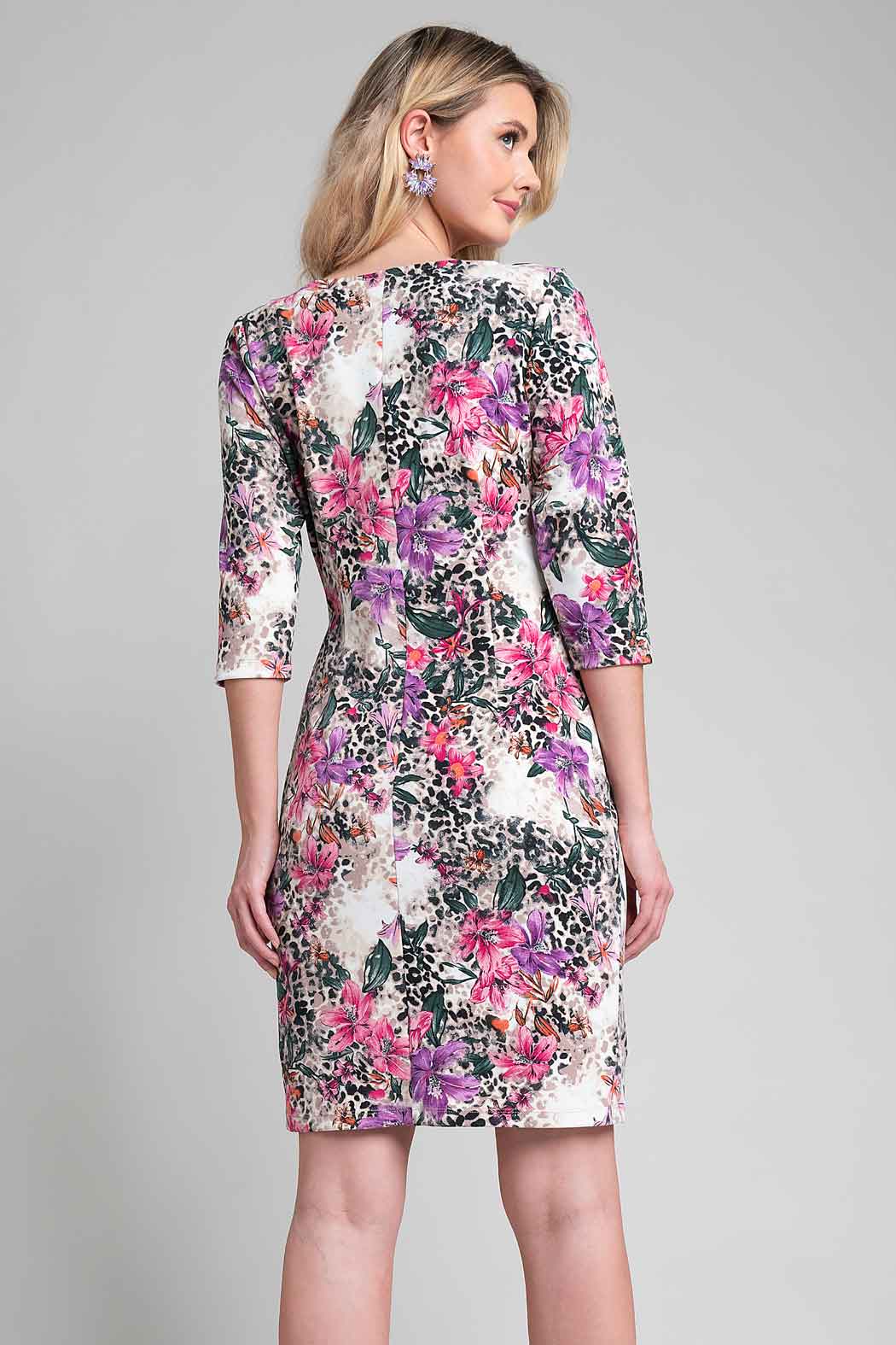 Vestido Con Estampado Floral Y Manga 3/4