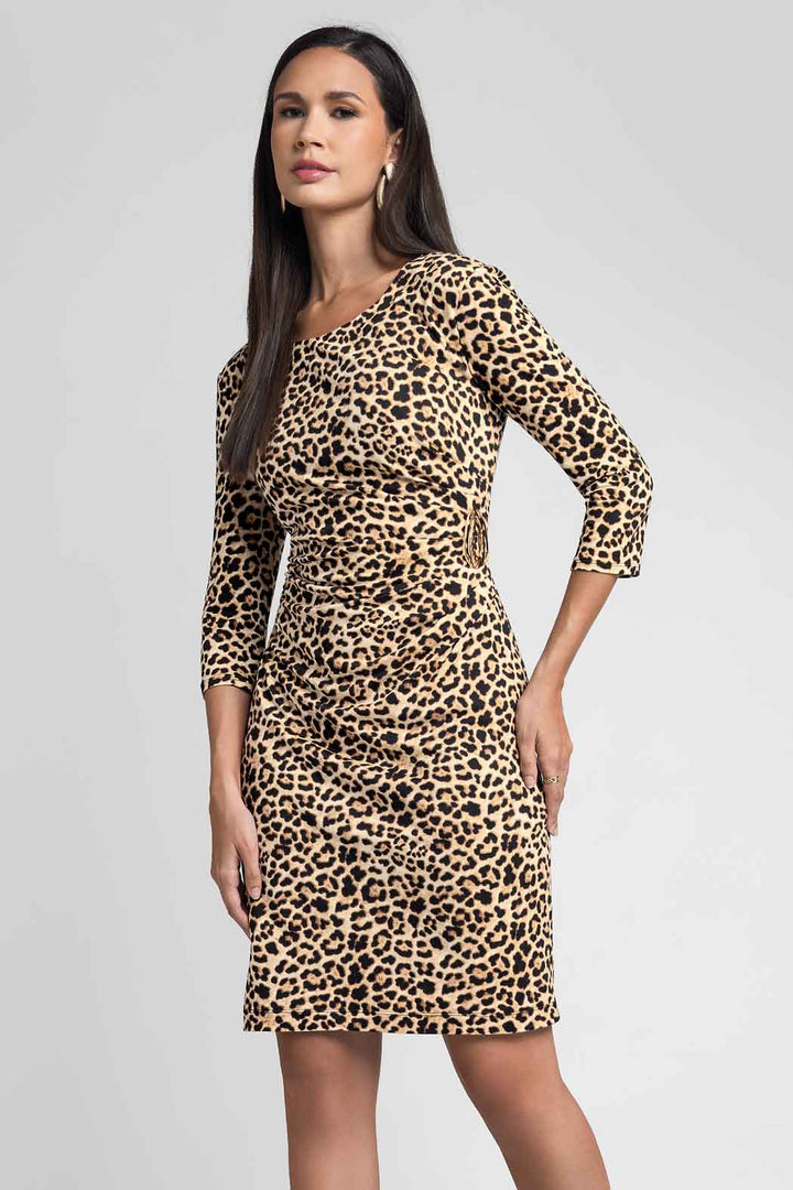Vestido Estampado De Animal Print Con Plisado En Cintura