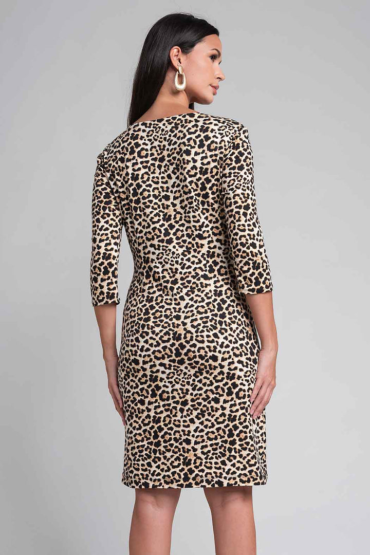 Vestido Estampado De Animal Print Con Plisado En Cintura