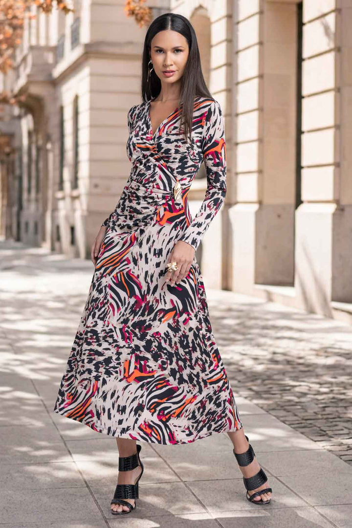 Vestido Largo Con Estampado Animal Print