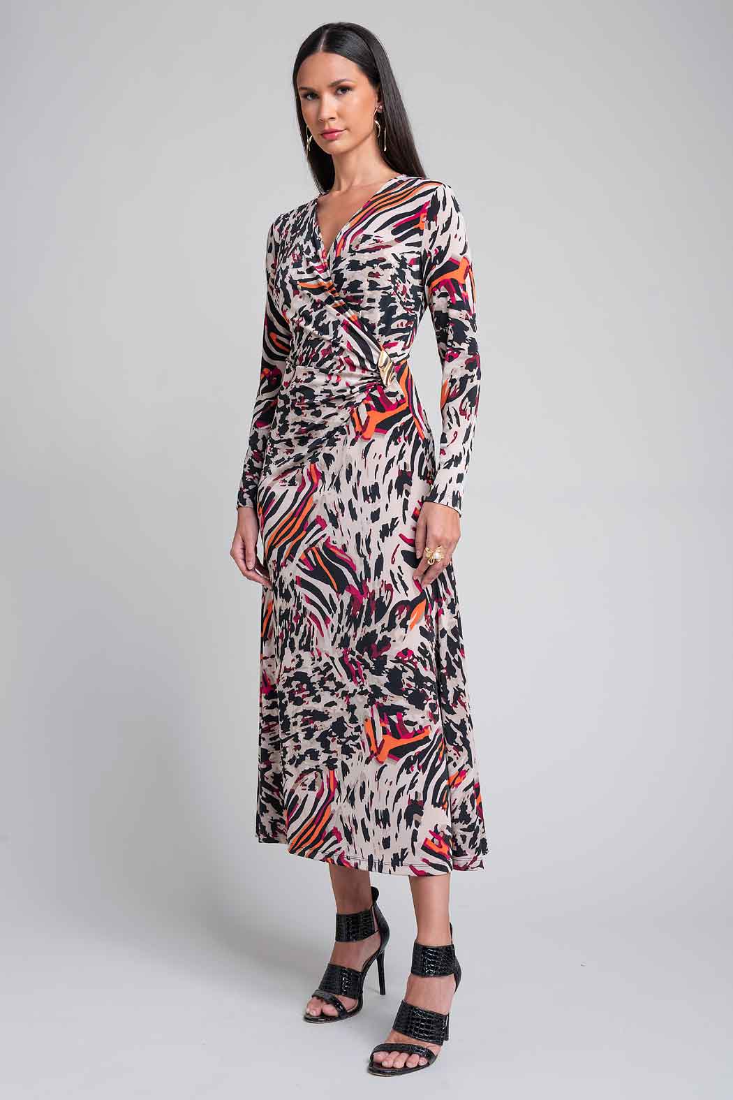 Vestido Largo Con Estampado Animal Print