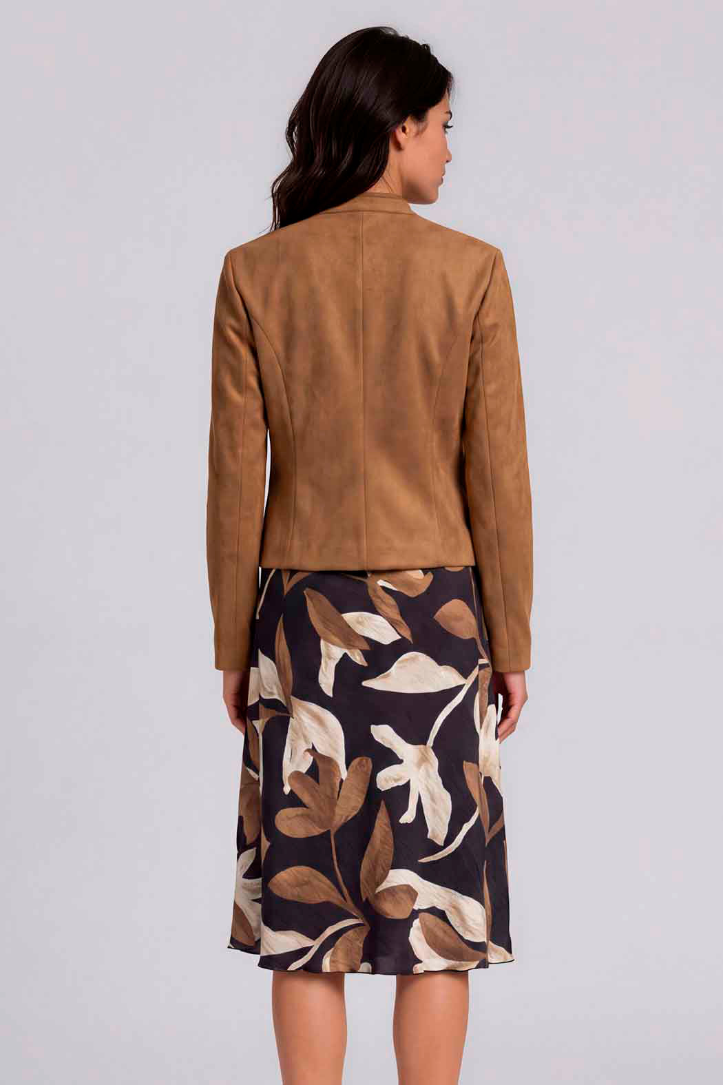 Vestido Estampado Con Saco Liso