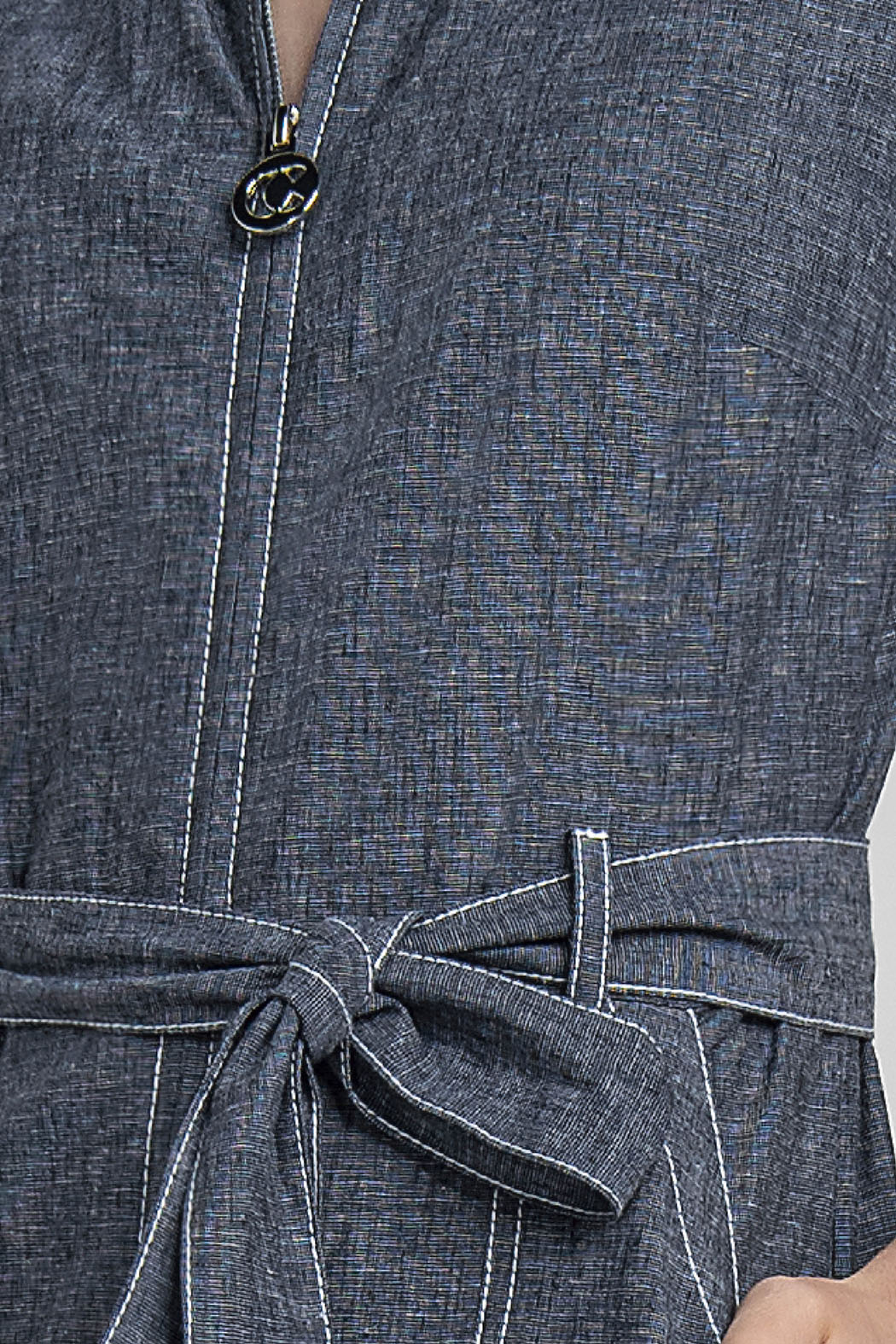 Jumpsuit De Mezclilla Con Manga Corta Y Jareta En Cintura