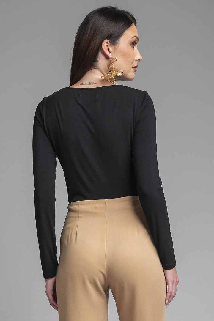 Blusa De Manga Larga Con Abertura Al Frente