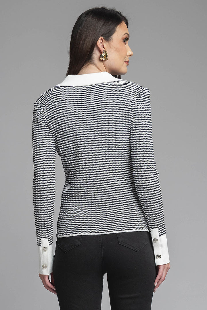 Sueter De Punto Con Cuello Camisero