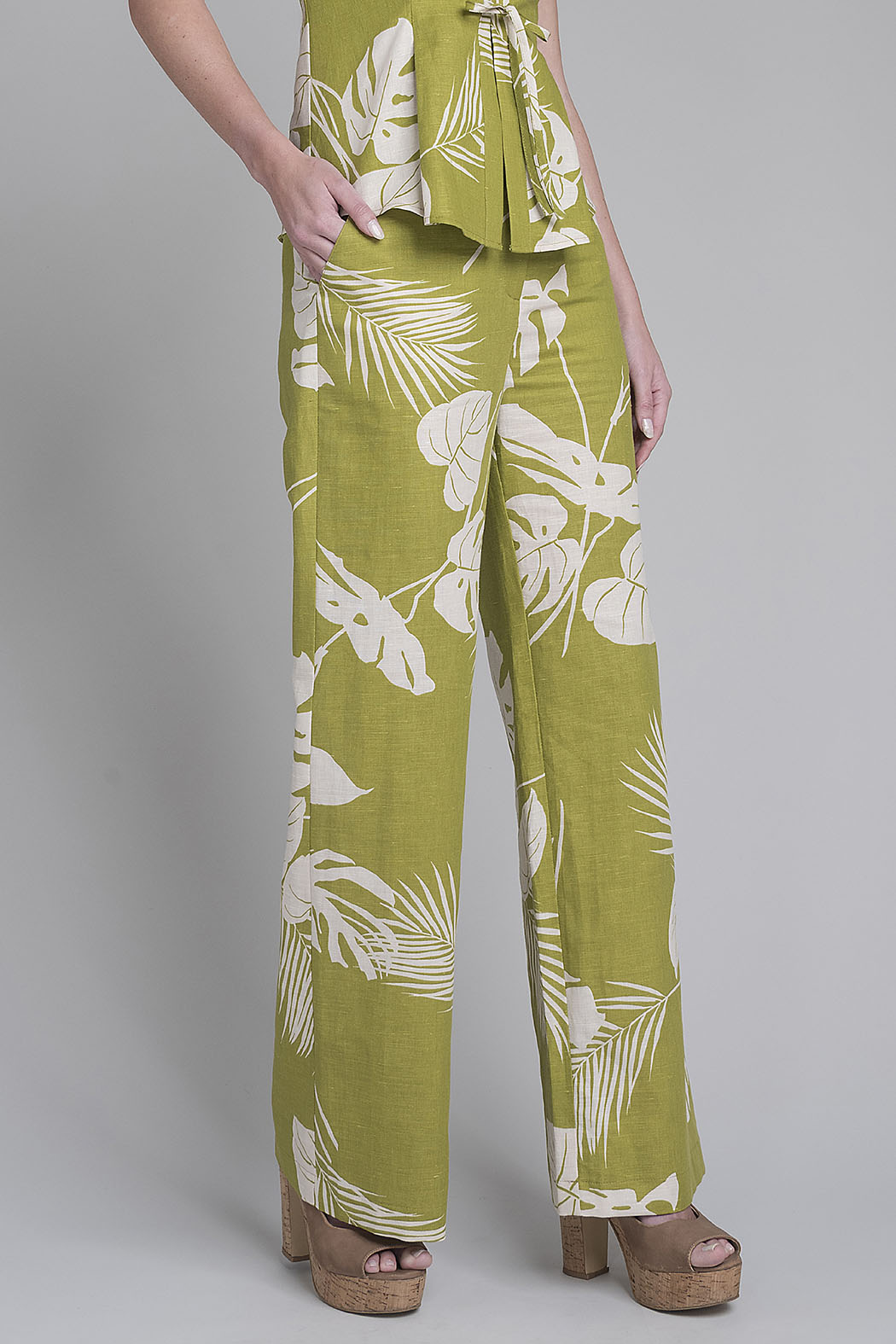Pantalon Estampado Corte Recto