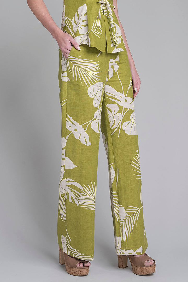 Pantalon Estampado Corte Recto