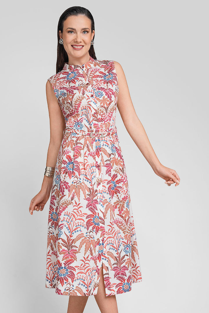 Vestido Camisero Estampado Sin Mangas