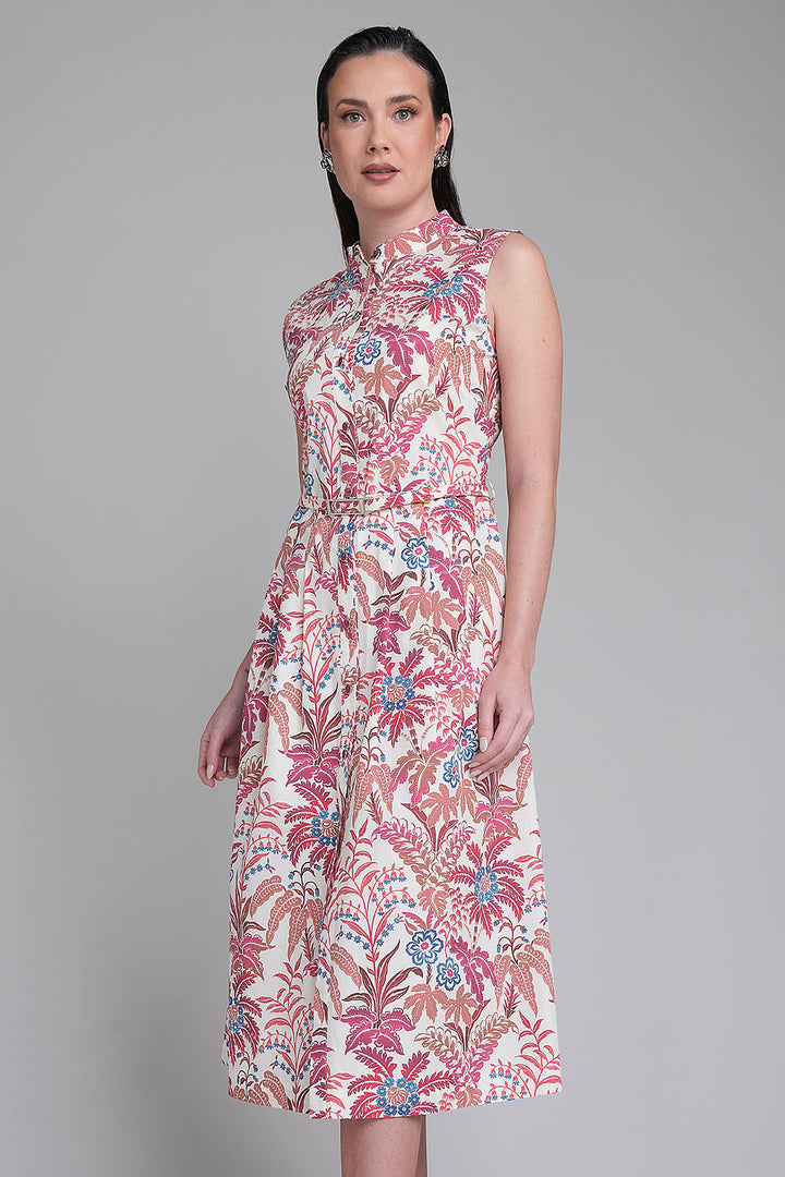 Vestido Camisero Estampado Sin Mangas