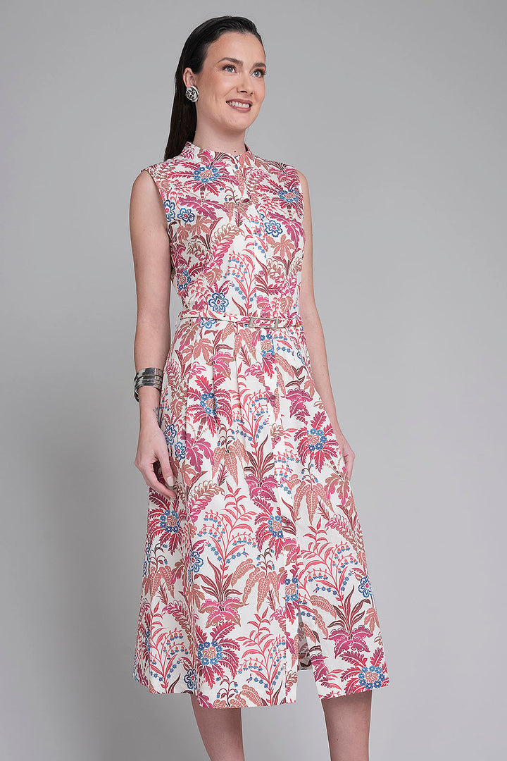 Vestido Camisero Estampado Sin Mangas