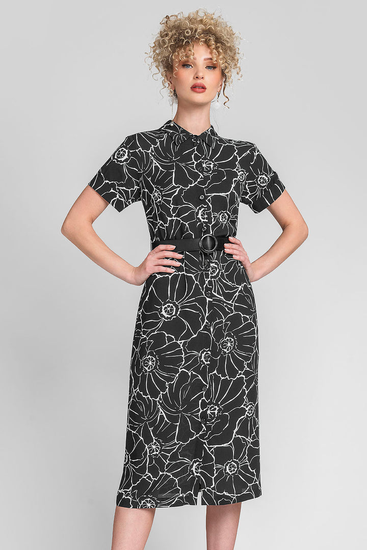 Vestido Estampado Con Cinturon