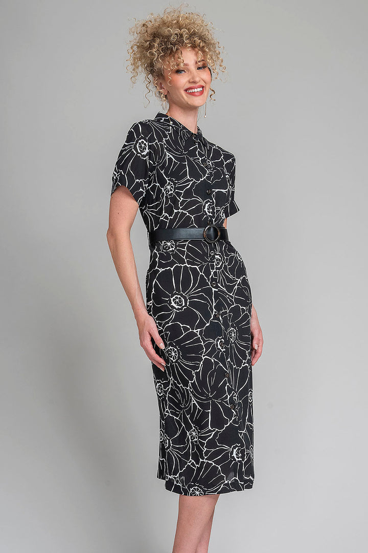 Vestido Estampado Con Cinturon