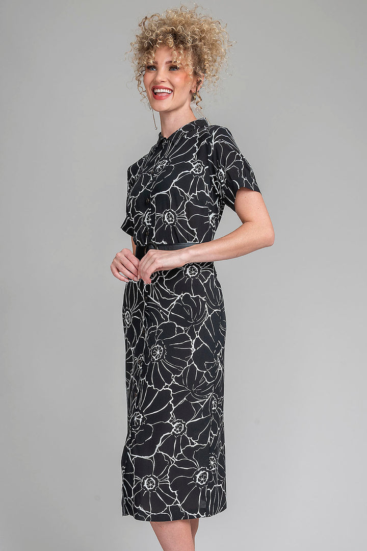 Vestido Estampado Con Cinturon