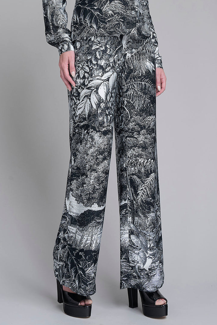 Pantalon Estampado Corte Recto