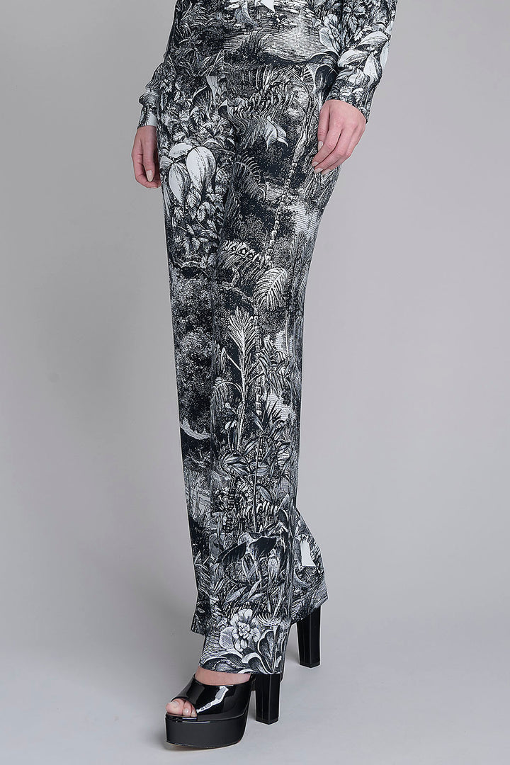 Pantalon Estampado Corte Recto