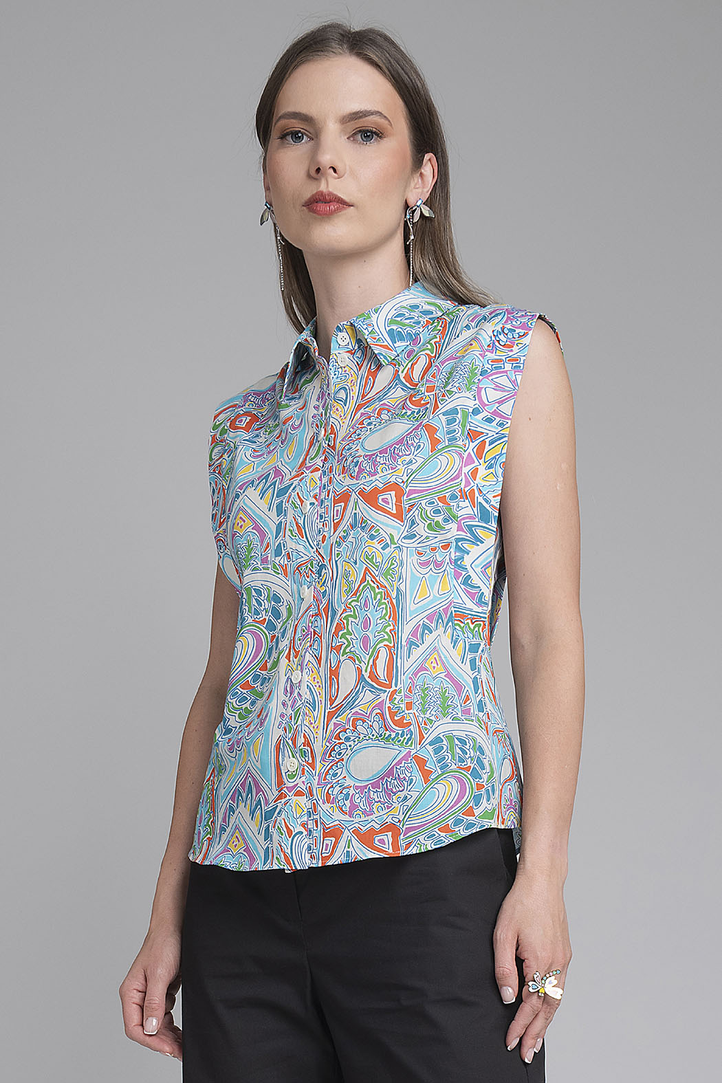 Blusa Estampada Sin Mangas