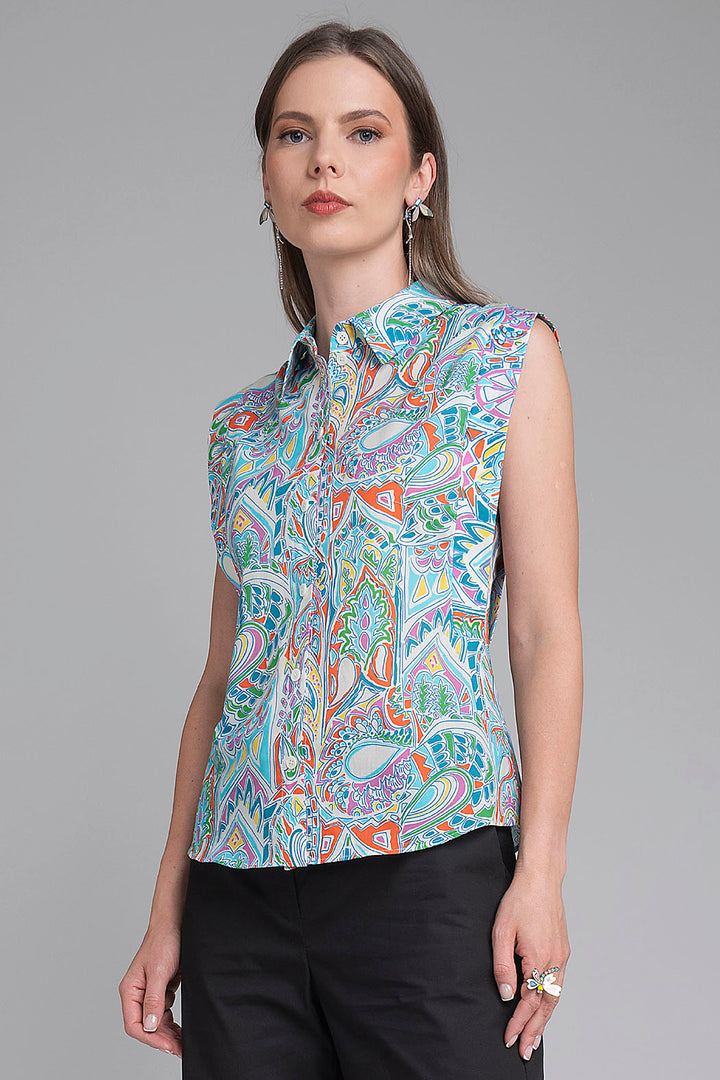 Blusa Estampada Sin Mangas