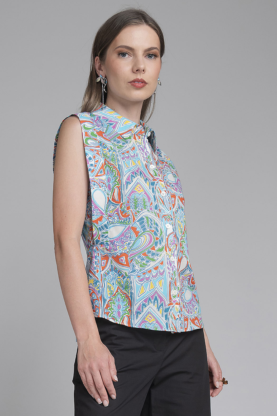Blusa Estampada Sin Mangas