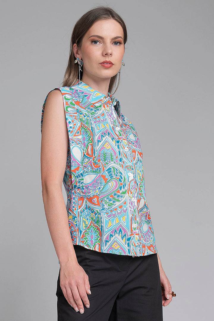 Blusa Estampada Sin Mangas