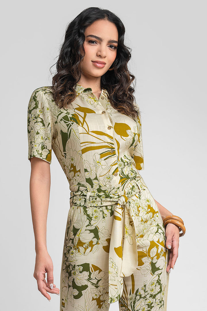 Blusa Estampada De Manga Corta