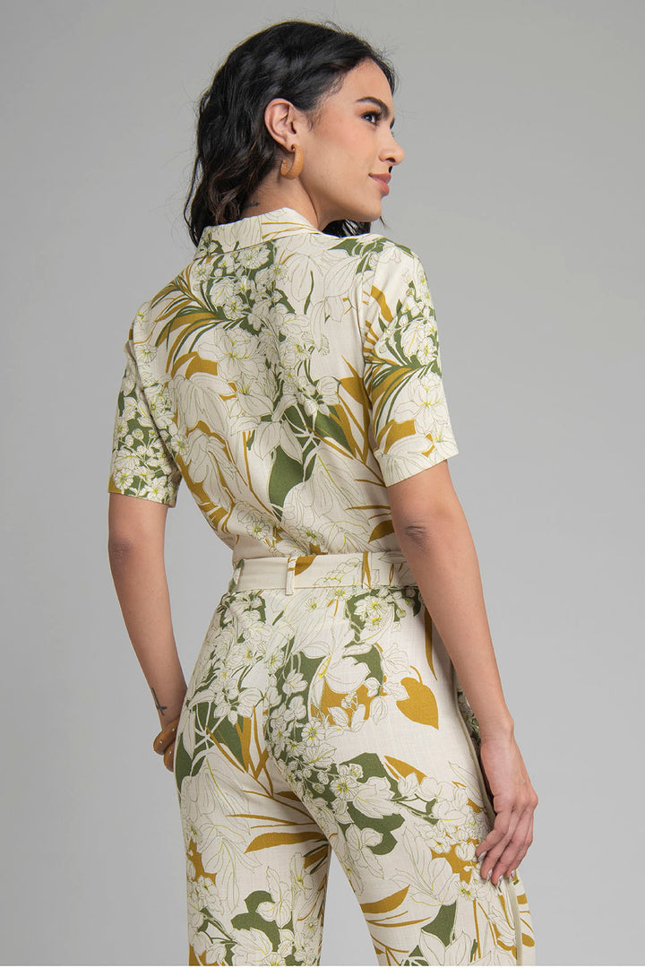 Blusa Estampada De Manga Corta