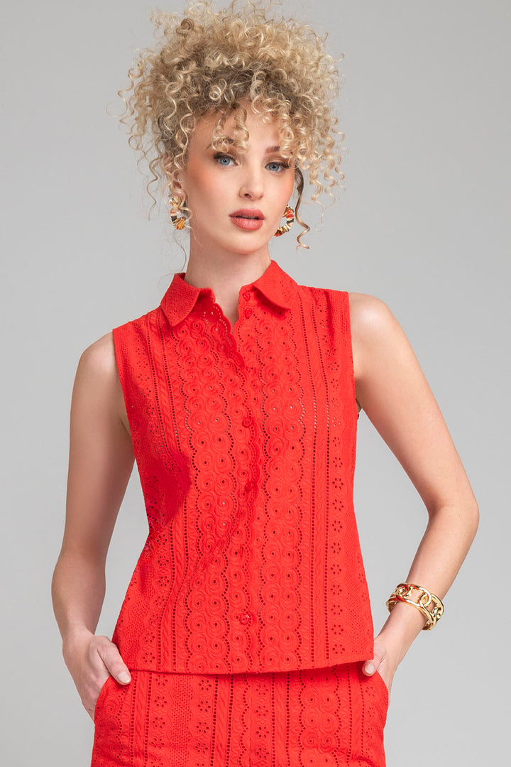 Blusa Sin Mangas De Tira Bordada