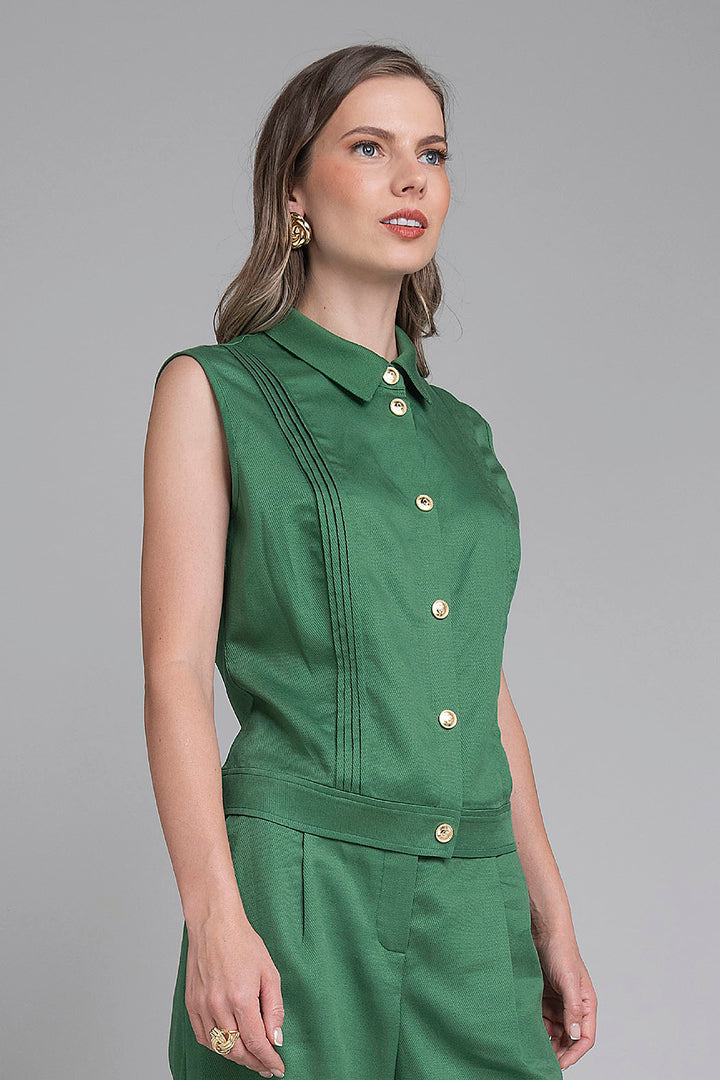 Blusa Lisa Con Botones Al Frente