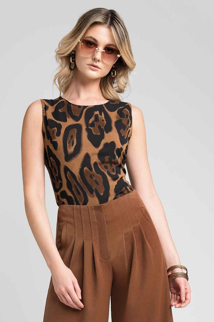 Blusa Sin Mangas Con Estampado Animal Print