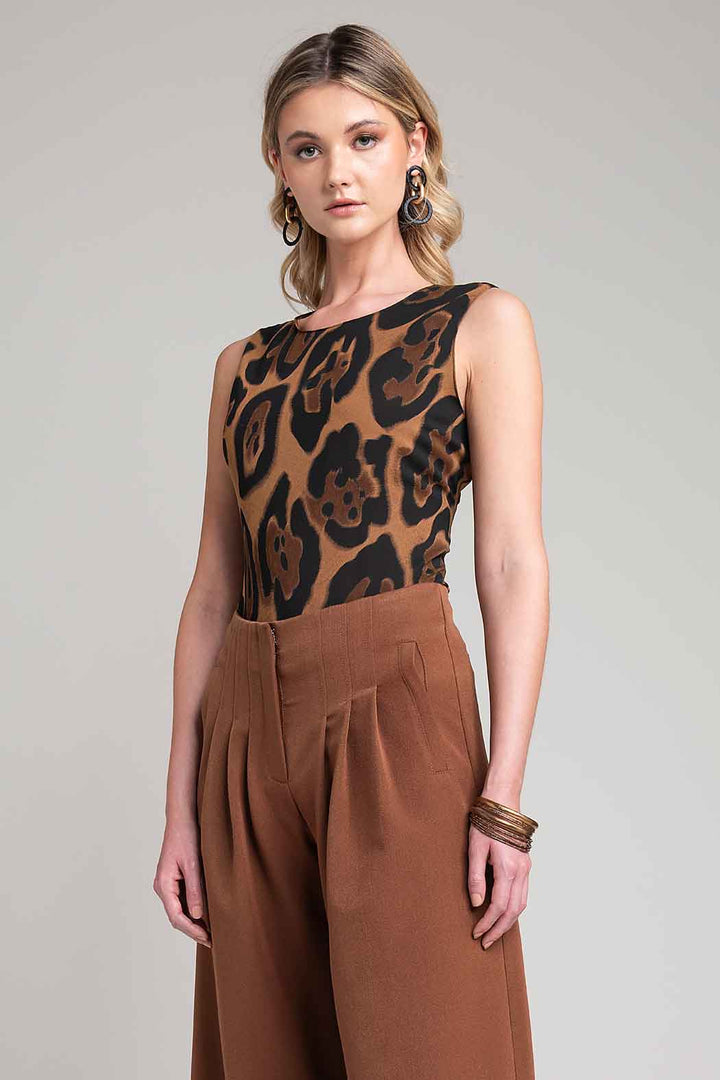 Blusa Sin Mangas Con Estampado Animal Print