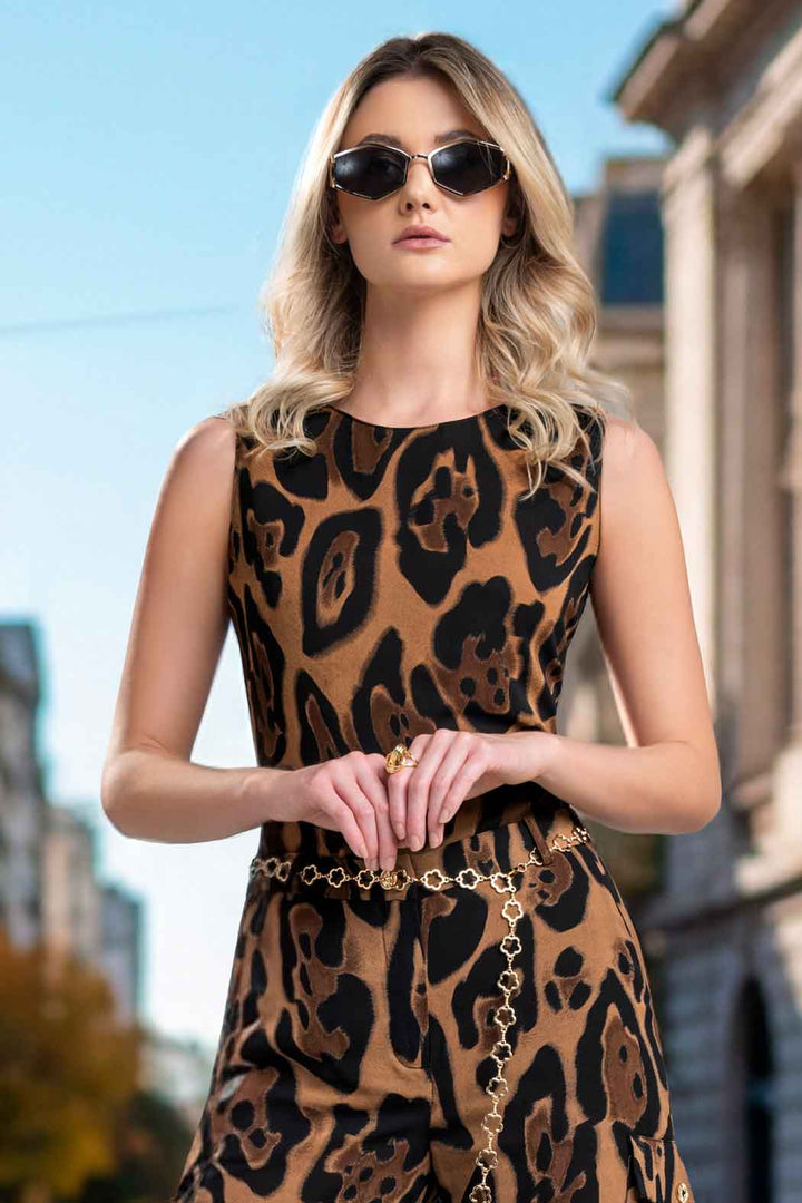 Blusa Sin Mangas Con Estampado Animal Print
