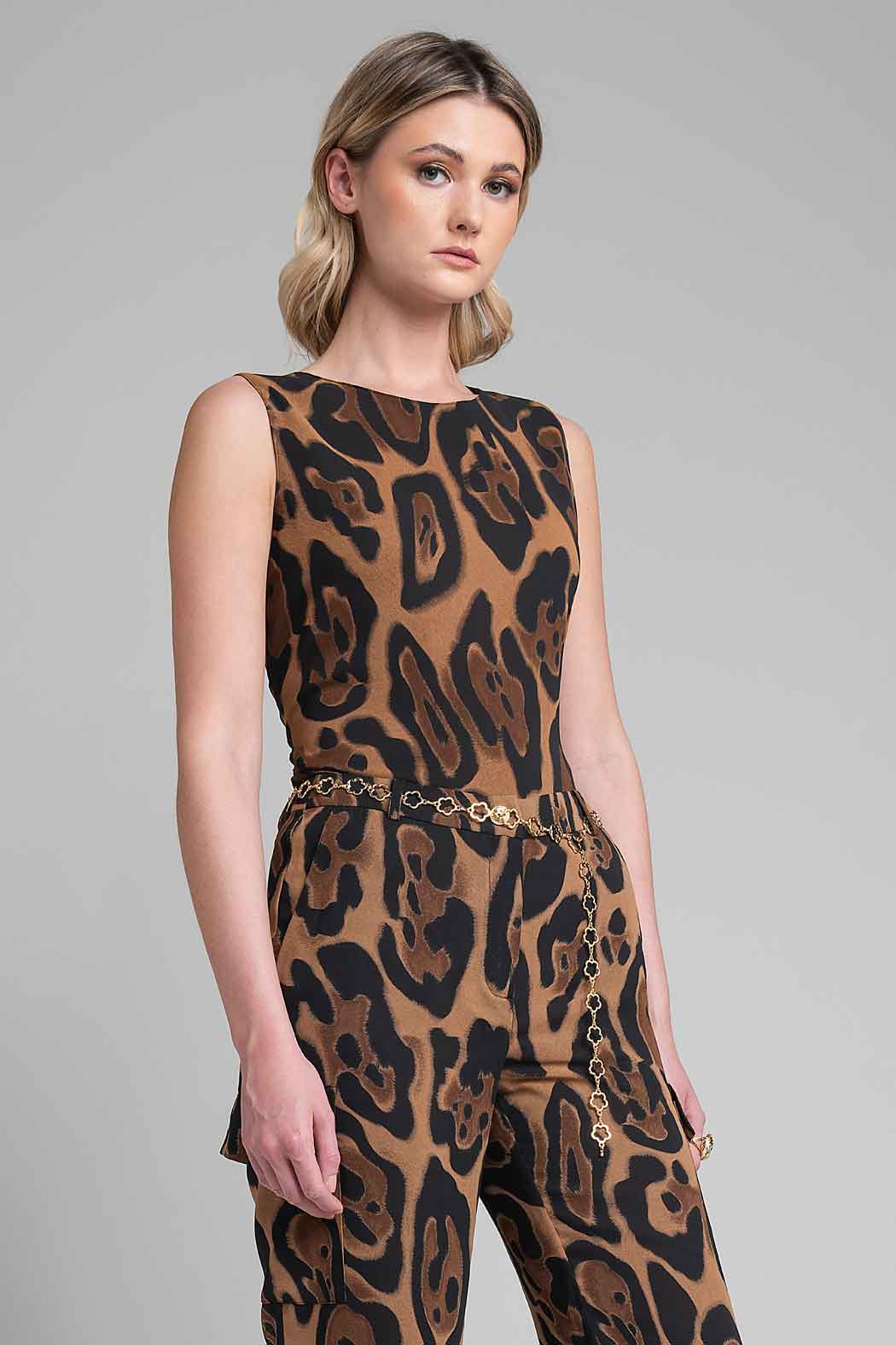 Blusa Sin Mangas Con Estampado Animal Print