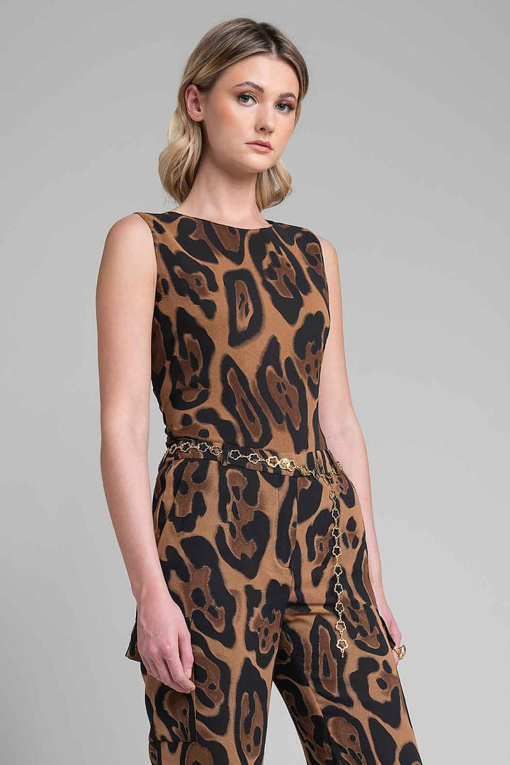 Blusa Sin Mangas Con Estampado Animal Print