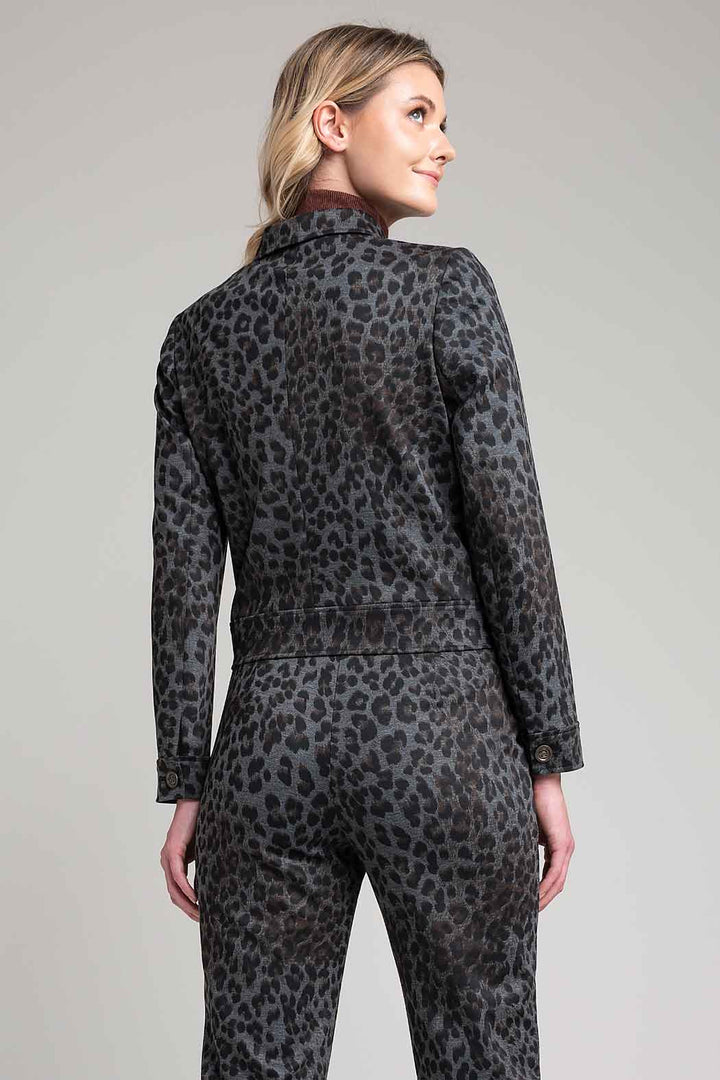 Chamarra Corta Con Estampado Animal Print