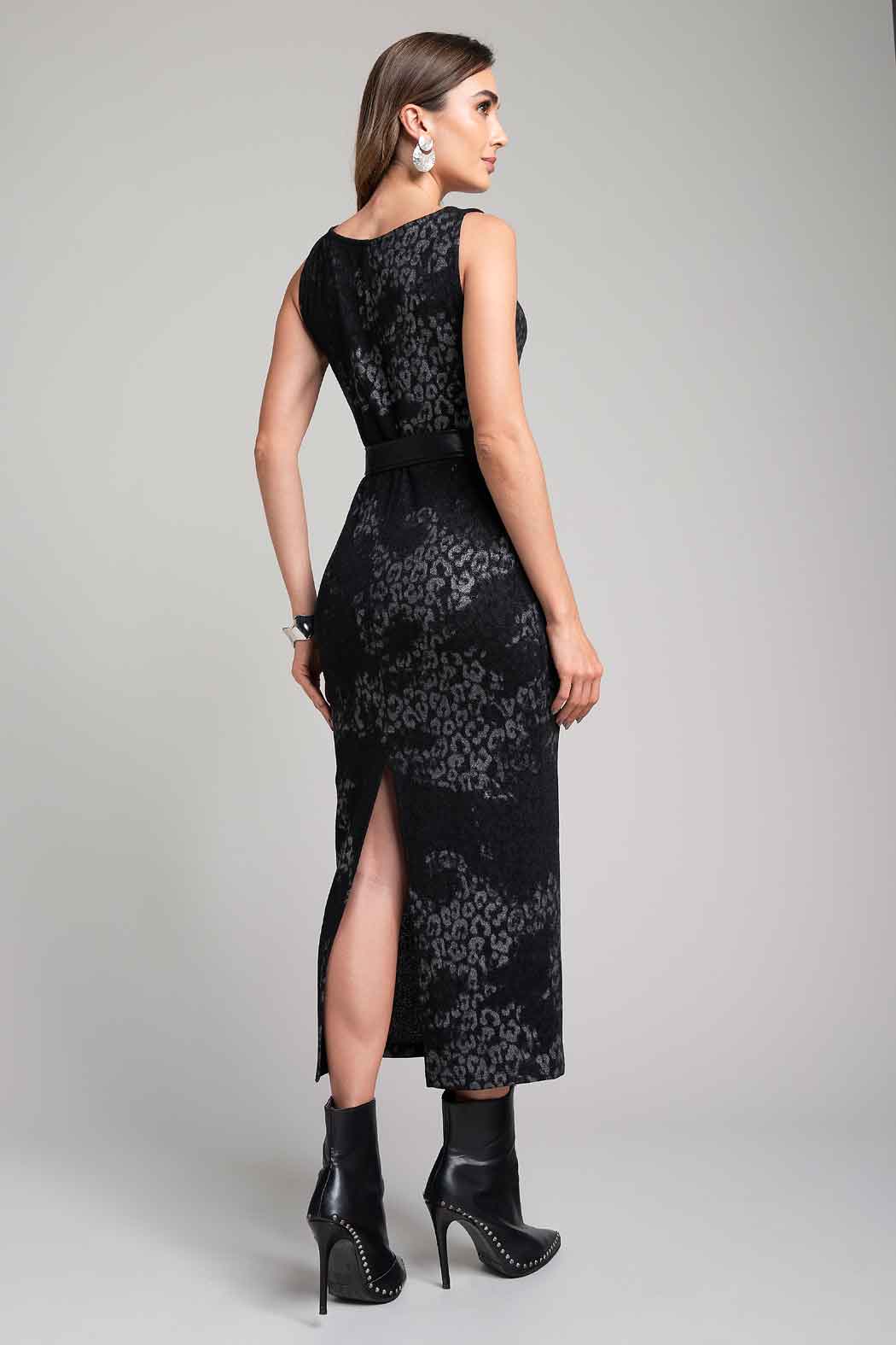 Vestido Largo Sin Mangas Con Cinturon