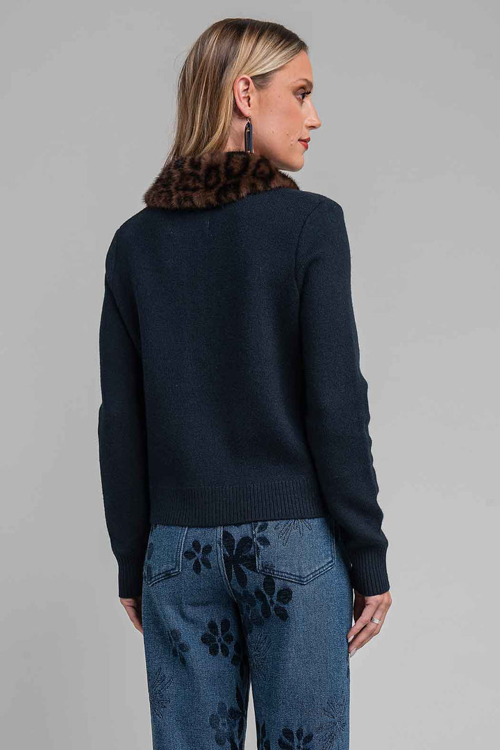 Sueter De Punto Con Cuello De Peluche