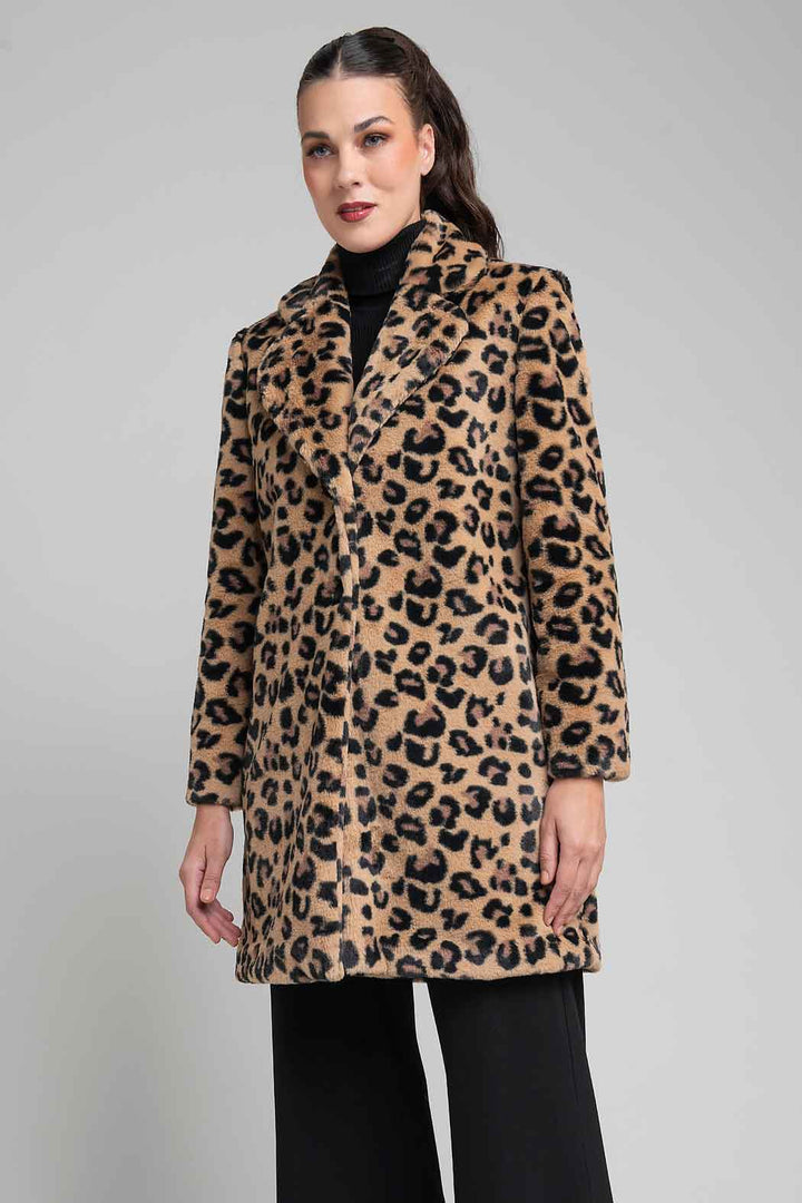 Abrigo De Peluche Con Estampado Animal Print