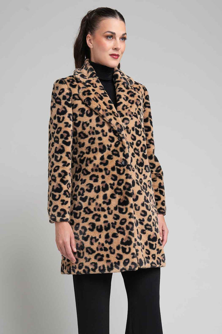 Abrigo De Peluche Con Estampado Animal Print