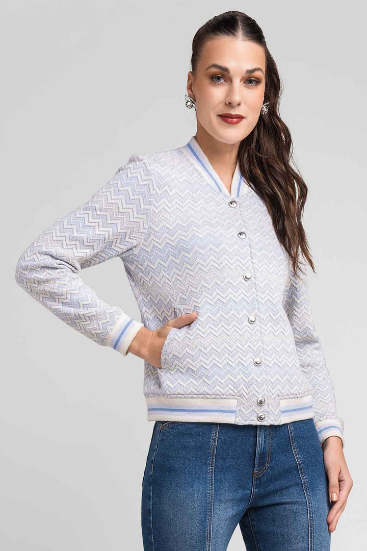 Chamarra Estampada Con Patrón De Zigzag
