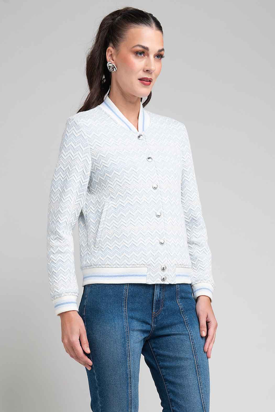Chamarra Estampada Con Patrón De Zigzag